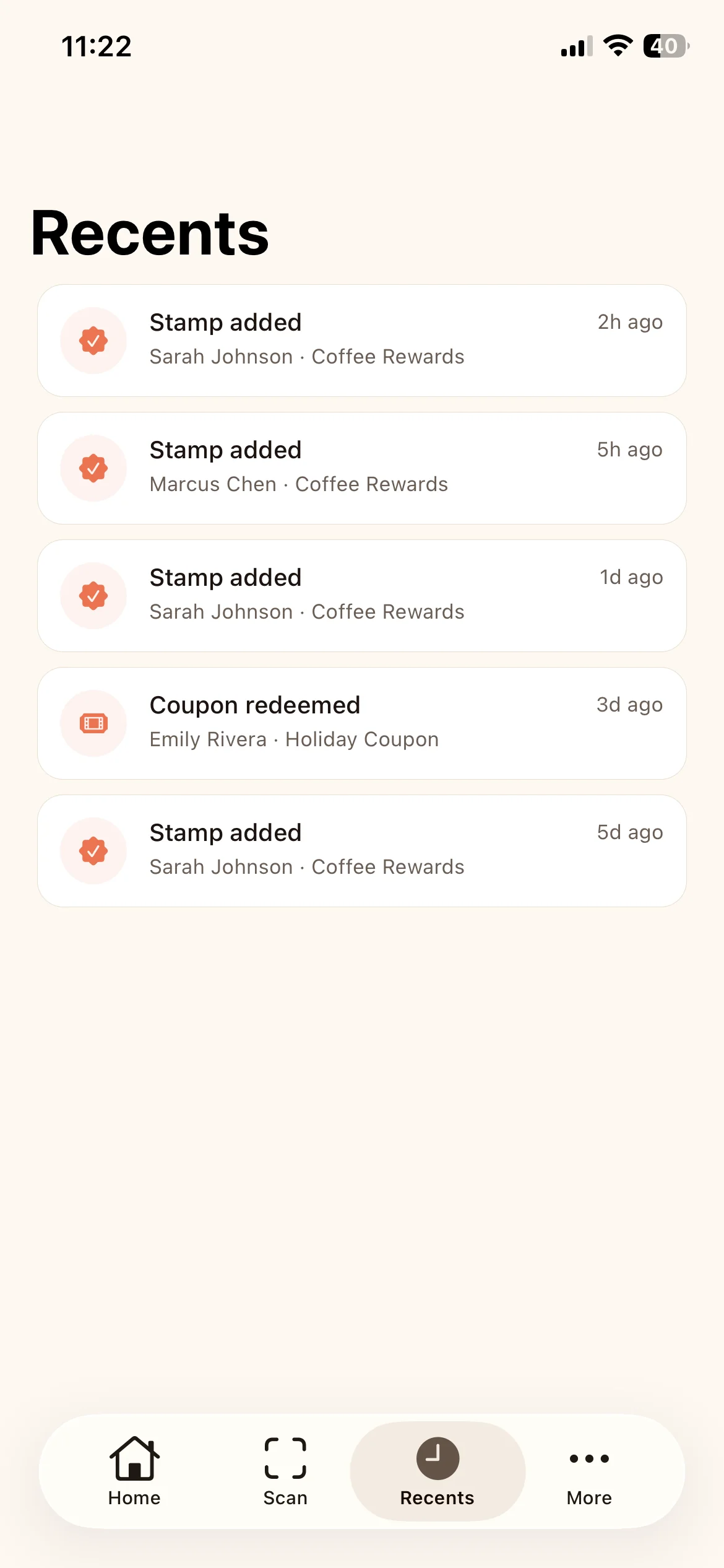 Interaction history feed