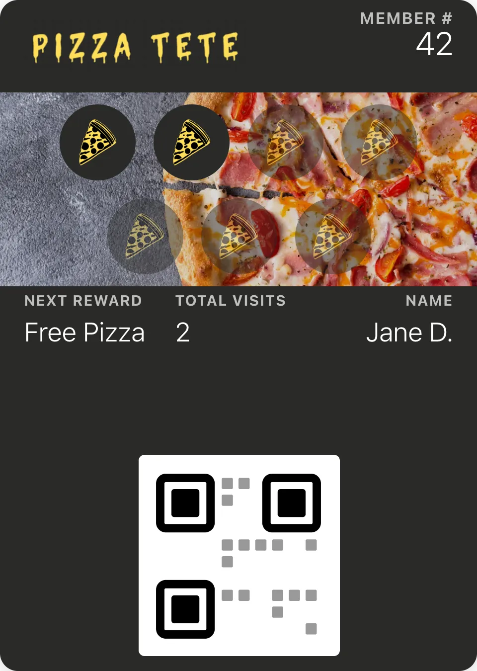 Stamp card pass showing coffee shop loyalty stamps