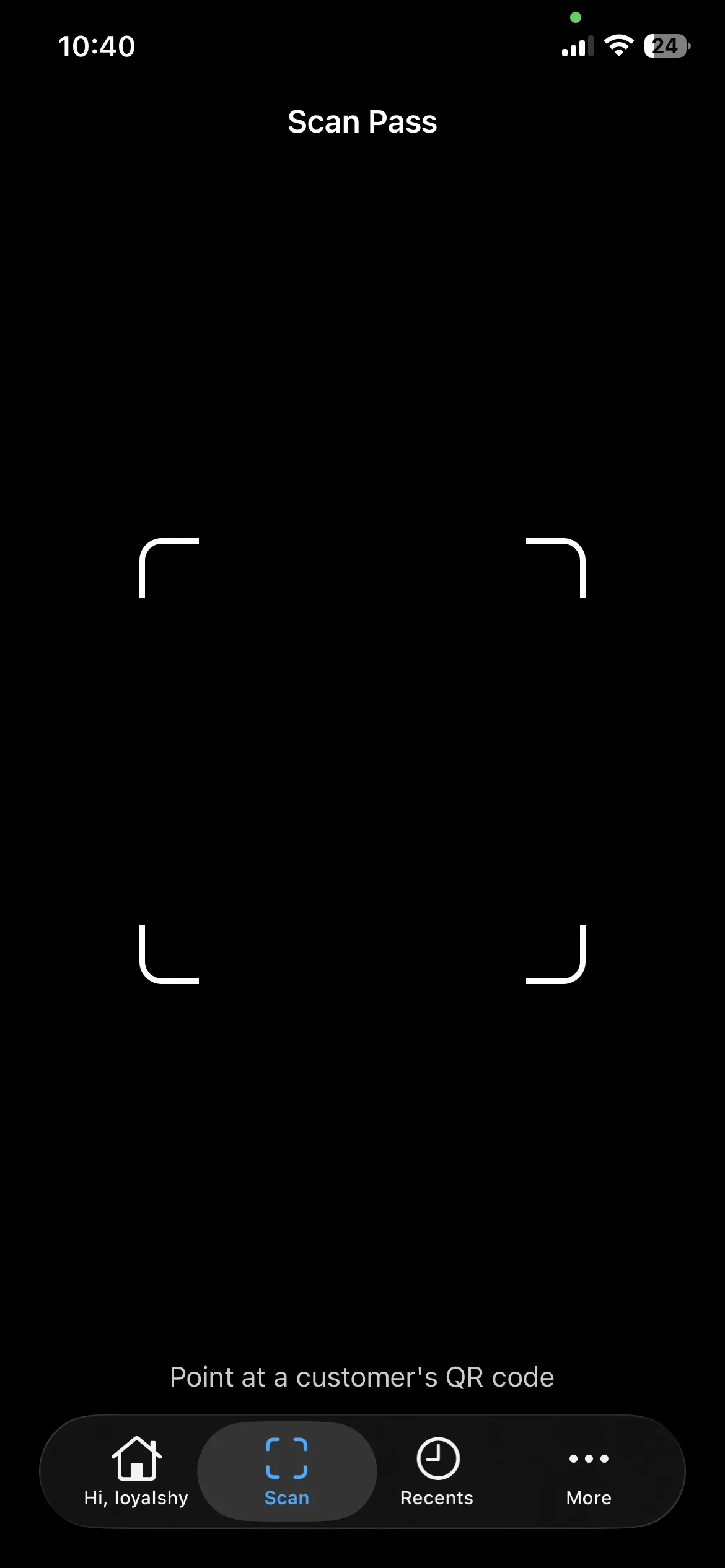 QR code scanner screen